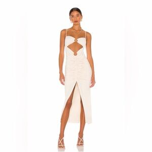 Camila Coelho Yasmeen Midi Dress in Beige | Size Small